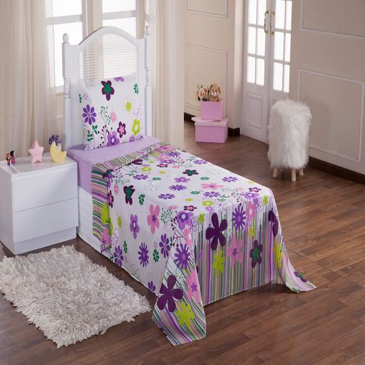 Jogo-de-Cama-Infantil-Garden-Lilas-Enxovais-Aquarela-3-pecas-